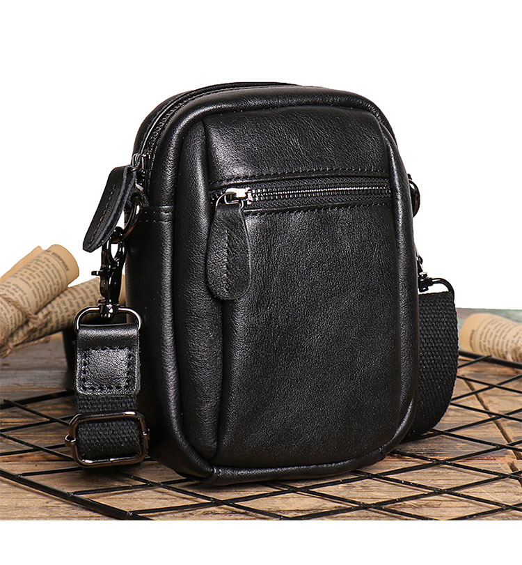 Whatna 牛革 ミニワンショルダーバッグ メンズ  ミニウエストバッグ ウエストポーチバイク用 ベルトバッグ ヒップバッグ厚手 レザー 本 革 男女兼用 ミニ斜め掛け ボディバッグ 胸バッグ  ワンショルダー 軽量 ブラウン 黒1229-1