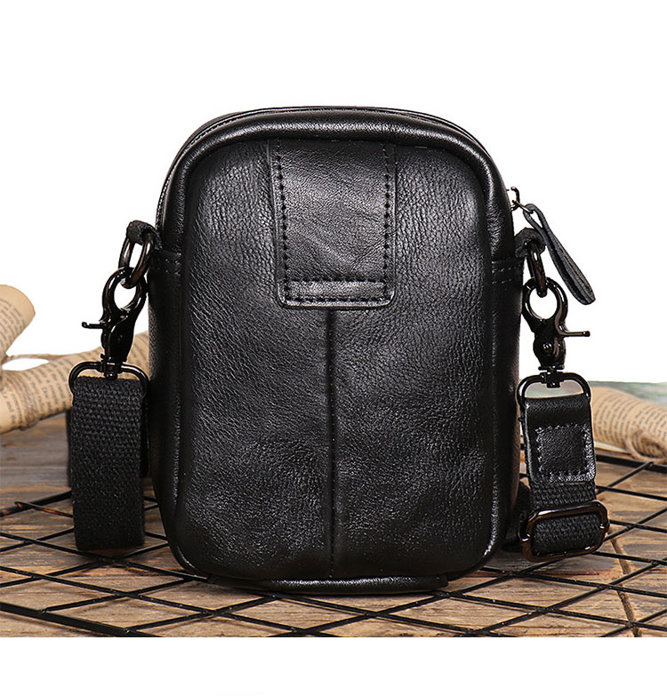 Whatna 牛革 ミニワンショルダーバッグ メンズ  ミニウエストバッグ ウエストポーチバイク用 ベルトバッグ ヒップバッグ厚手 レザー 本 革 男女兼用 ミニ斜め掛け ボディバッグ 胸バッグ  ワンショルダー 軽量 ブラウン 黒1229-2