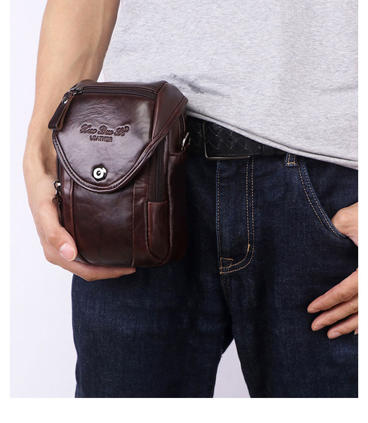 Whatna 牛革 ミニワンショルダーバッグ メンズ  ミニウエストバッグ ウエストポーチバイク用 ベルトバッグ ヒップバッグ厚手 レザー 本 革 男女兼用 ミニ斜め掛け ボディバッグ 胸バッグ  ワンショルダー 軽量 ブラウン 黒0190-9