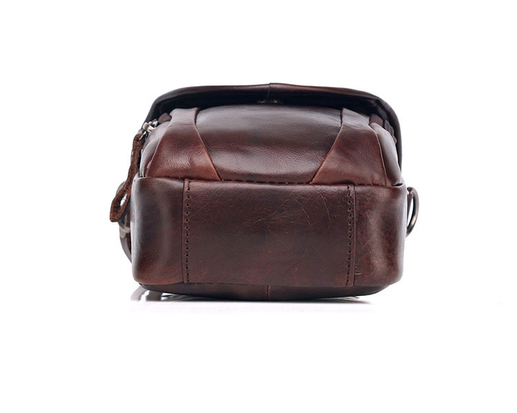 Whatna 牛革 ミニワンショルダーバッグ メンズ  ミニウエストバッグ ウエストポーチバイク用 ベルトバッグ ヒップバッグ厚手 レザー 本 革 男女兼用 ミニ斜め掛け ボディバッグ 胸バッグ  ワンショルダー 軽量 ブラウン 黒0190-4