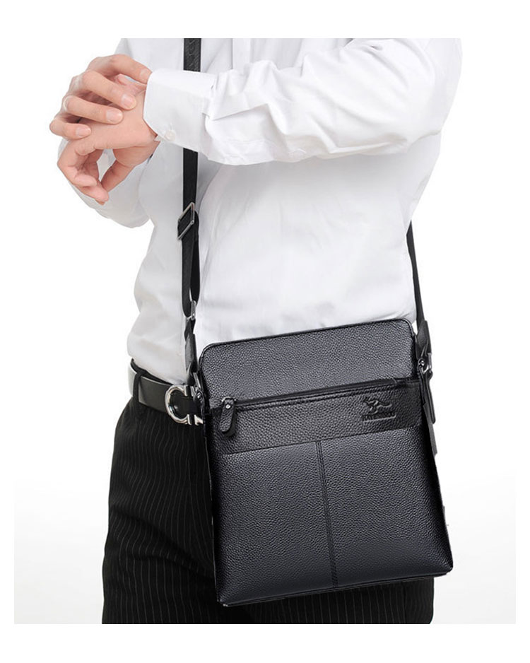 Whatna ショルダーバッグ メンズかばん 斜めがけボディ胸バッグ 肩掛けバッグメッセンジャーバッグ ビジネスシンプル カジュアル ワンショルダーボディバッグ 牛革 本革ipad10.5収納可-9