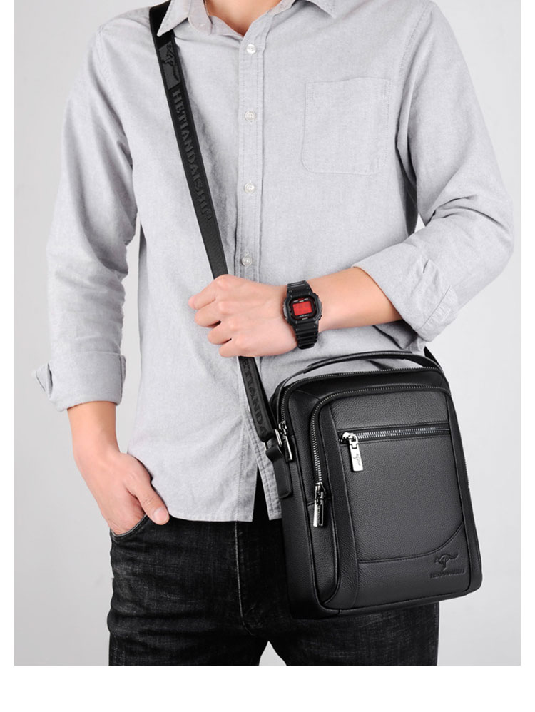 Whatna 牛革 ワンショルダーバッグ メンズ 3way斜め掛け胸バッグ 手提げバッグ セカンドバッグ 手持げバッグ 本革 厚 手 レザーIpad 9.7収納可 カジュアル フォーマル ビジネス 通学 通勤 結婚式 肩掛けバッグ 自転車かばん プレゼント男性-11