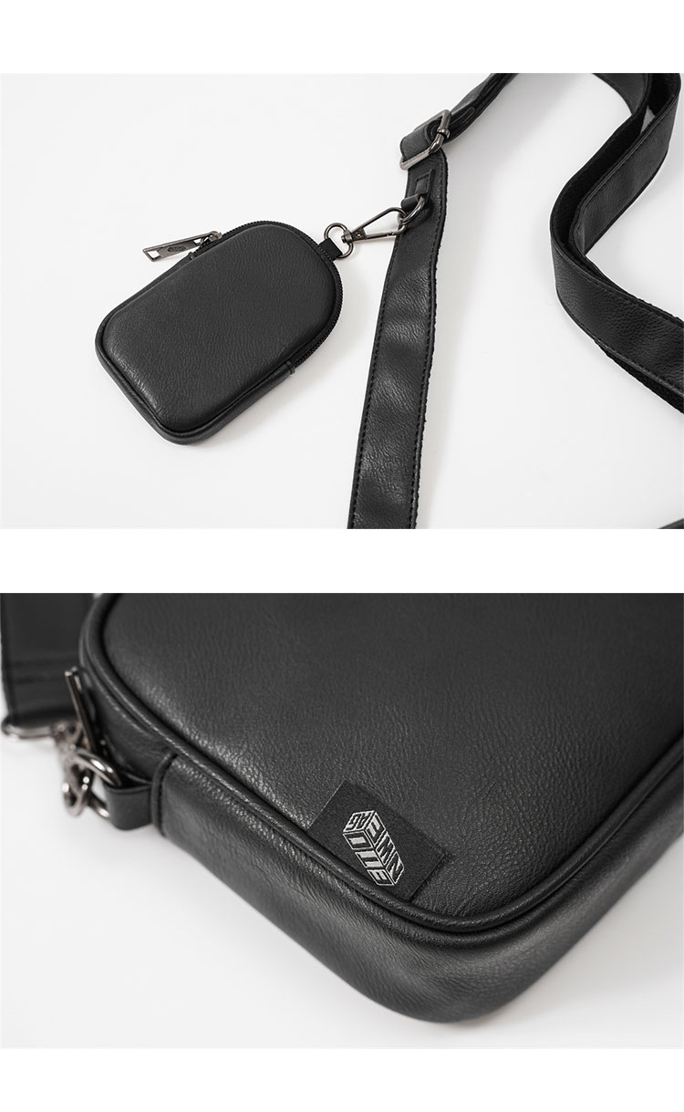 Whatna 2点セット ワンショルダーバッグ メンズ 斜め掛け ボディバッグ 胸バッグ 革 小さめビジネスバッグ ipad Mini収納可 肩掛け 通勤 通学 防水 バッグ 自転車 かばん男性用-6