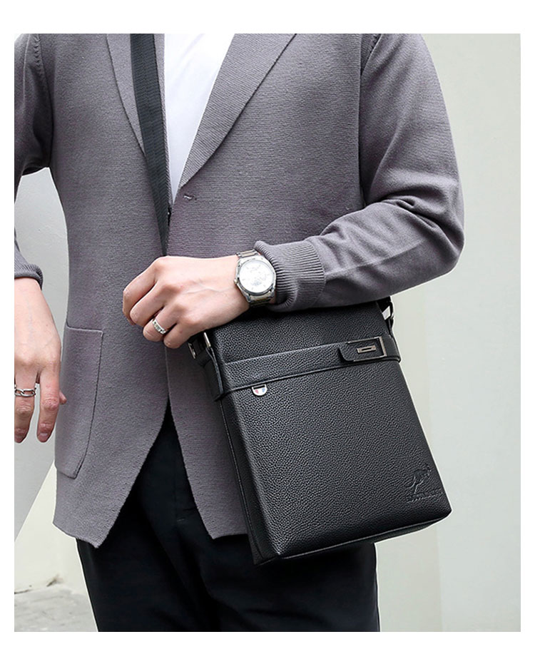 Whatna ショルダーバッグ メンズかばん 斜め掛け ボディバッグ 胸バッグ 肩掛けバッグメッセンジャーバッグ シンプル カジュアル ワンショルダーボディバッグPUレザ ー ipad9.7収納可-9