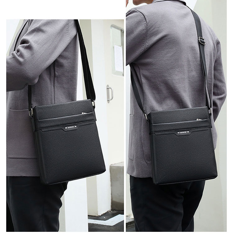 Whatna ショルダーバッグ メンズかばん 斜め掛け ボディバッグ 胸バッグ 肩掛けバッグメッセンジャーバッグ シンプル カジュアル ワンショルダーボディバッグPUレザ ー ipad9.7収納可-9