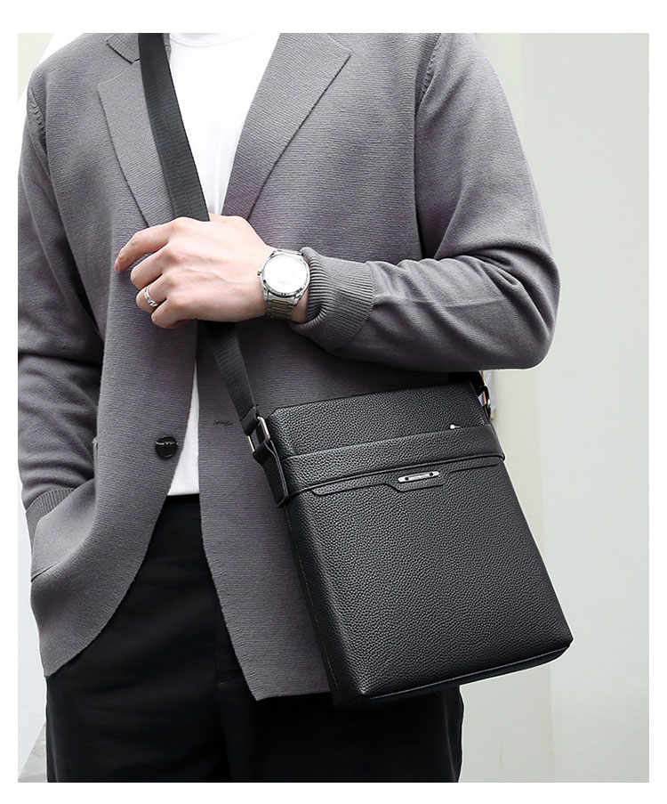 Whatna ショルダーバッグ メンズかばん 斜め掛け ボディバッグ 胸バッグ 肩掛けバッグメッセンジャーバッグ シンプル カジュアル ワンショルダーボディバッグPUレザ ー ipad9.7収納可-8