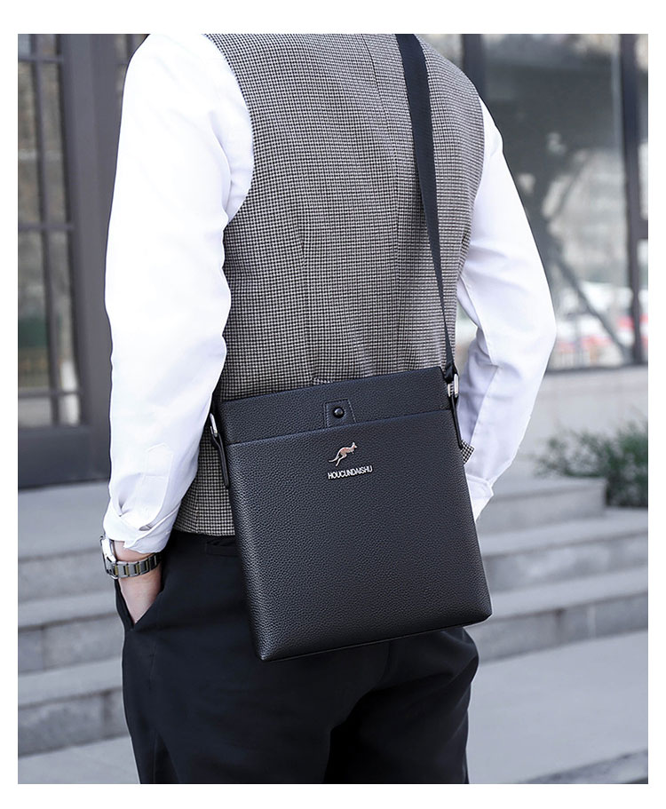 Whatna ショルダーバッグ メンズかばん 斜め掛け ボディバッグ 胸バッグ 肩掛けバッグメッセンジャーバッグ シンプル カジュアル ワンショルダーボディバッグPUレザ ー ipad9.7収納可-8