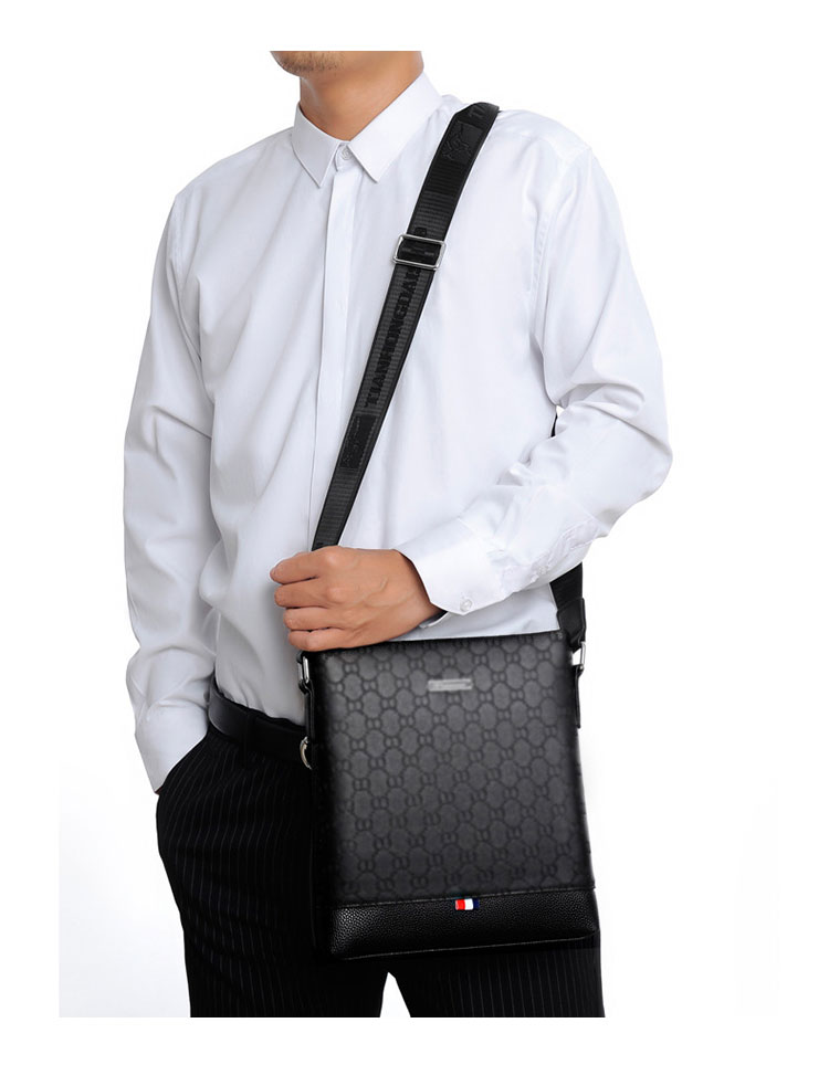 Whatna ショルダーバッグ メンズかばん 斜め掛け ボディバッグ 胸バッグ 肩掛けバッグメッセンジャーバッグ シンプル カジュアル ワンショルダーボディバッグPUレザ ー ipad9.7収納可-5