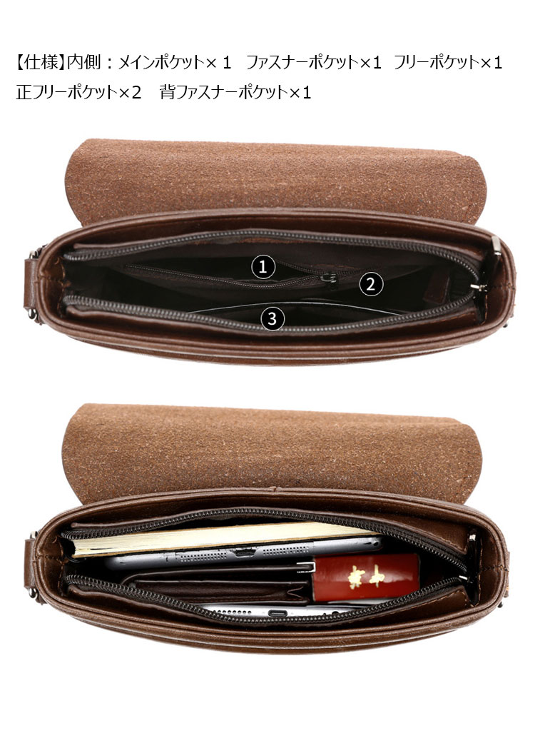 Whatna ワンショルダーバッグ メンズ 斜め掛け ボディバッグ 胸バッグ 革 小さめビジネスバッグ ipad 9.7収納可 肩掛け 通勤 通学 防水 バッグ 自転車 かばん男性用 D8824-7