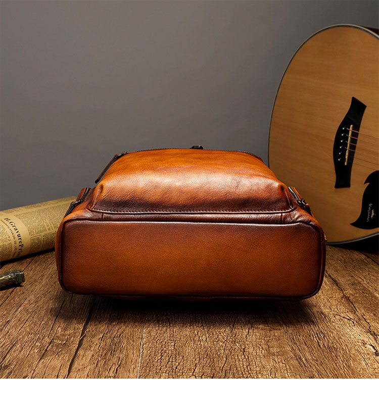 Whatna アンティーク風合い鞣し天 然 牛革ビジネスバッグメンズバッグ 手提げ・リュックの2WAY厚 手 本革 レザー A4 14インチpc収納可 旅行 出張用 通勤 通学 就活 面接 バッグ かばん 男性用 ブラウン1269-4