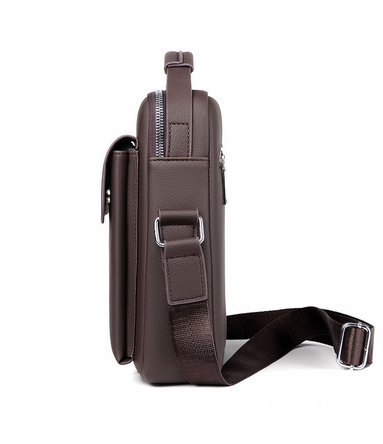 Whatna  ショルダーバッグ メンズかばん 斜め掛け ボディバッグ 胸バッグ 肩掛けバッグ トートバッグ クラッチバッグメッセンジャーバッグ ビジネスシンプル カジュアル レザー 革 ワンショルダーボディバッグ Ipad Mini収納可-2