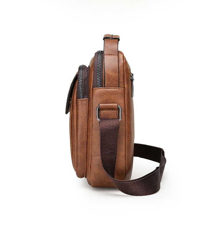 Whatna ショルダーバッグ メンズかばん 斜め掛け ボディバッグ 胸バッグ 肩掛けバッグ トートバッグ クラッチバッグメッセンジャーバッグ ビジネスシンプル カジュアル レザー 革 ワンショルダーボディバッグ Ipad Mini収納可-2