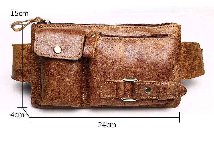 Whatna 牛 革 斜めがけ ボディバッグ ワンショルダー メンズ ミニウエストバッグ  ミニショルダーバッグ ウエストポーチ 男女兼用  軽量 ブラウン 8135-6