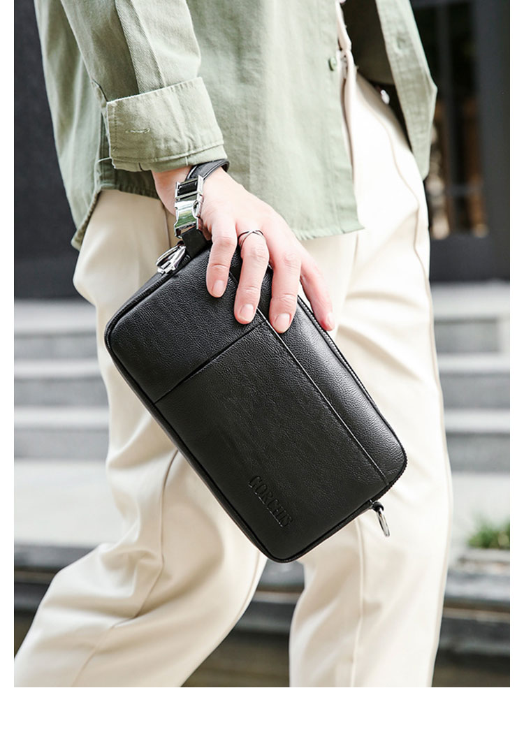 Whatna ワンショルダーバッグ メンズ 3way クラッチ ショルダー斜め掛け ボディバッグ 胸バッグ 肩掛けバッグ 小さい 厚手 レザー カード6枚収納可 カード入 札入れ 小銭入れ 3室仕切 結婚式 バッグ ビジネス フォーマル 冠婚葬祭 バッグ-12