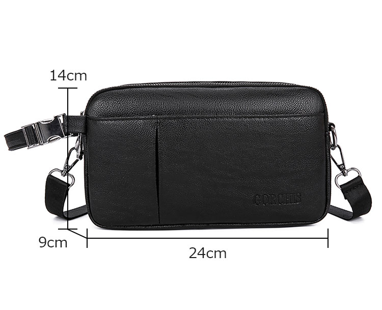 Whatna ワンショルダーバッグ メンズ 3way クラッチ ショルダー斜め掛け ボディバッグ 胸バッグ 肩掛けバッグ 小さい 厚手 レザー カード6枚収納可 カード入 札入れ 小銭入れ 3室仕切 結婚式 バッグ ビジネス フォーマル 冠婚葬祭 バッグ-6