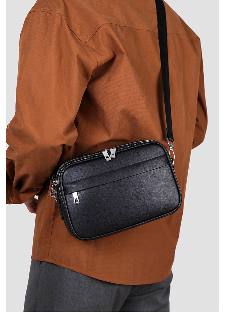 Whatna ワンショルダーバッグ メンズ 3way クラッチ ショルダー斜め掛け ボディバッグ 胸バッグ 肩掛けバッグ 小さい 厚手 レザー カード6枚収納可 カード入 札入れ 小銭入れ 2室仕切 結婚式 バッグ ビジネス フォーマル 冠婚葬祭 バッグ-11