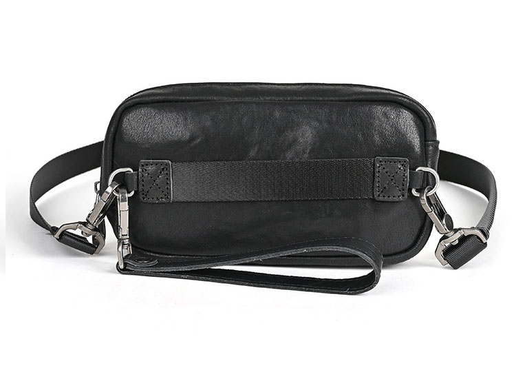 Whatna アンティーク風合い鞣し天 然ミニワンショルダーバッグ メンズ ミニ斜め掛け ボディバッグ 胸バッグ 手持げバッグ セカンドバッグ ミニウエストバッグ ウエストポーチバイク用 本革厚手 レザー 男女兼用 ブラウン 黒-3