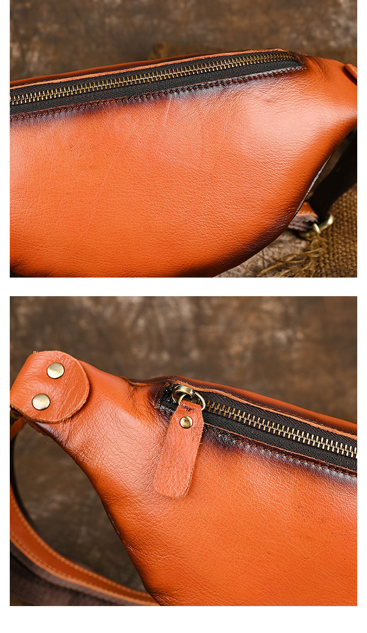 Whatna アンティーク風合い鞣し天 然 牛革 ワンショルダー メンズ ウエストポーチ ウエストバッグ  ミニショルダーバッグ 手作業で作 男女兼用 本革 斜めがけ ボディバッグ  斜め掛け 胸バッグ SFA011-8