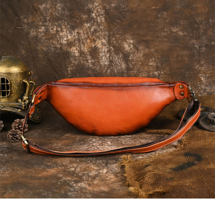 Whatna アンティーク風合い鞣し天 然 牛革 ワンショルダー メンズ ウエストポーチ ウエストバッグ  ミニショルダーバッグ 手作業で作 男女兼用 本革 斜めがけ ボディバッグ  斜め掛け 胸バッグ SFA011-3