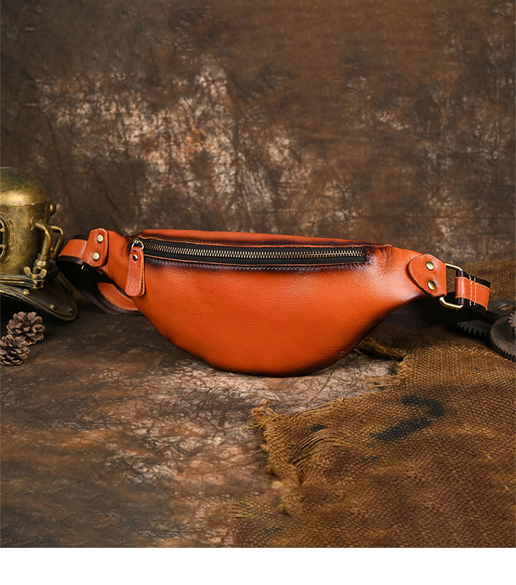 Whatna アンティーク風合い鞣し天 然 牛革 ワンショルダー メンズ ウエストポーチ ウエストバッグ  ミニショルダーバッグ 手作業で作 男女兼用 本革 斜めがけ ボディバッグ  斜め掛け 胸バッグ SFA011-1