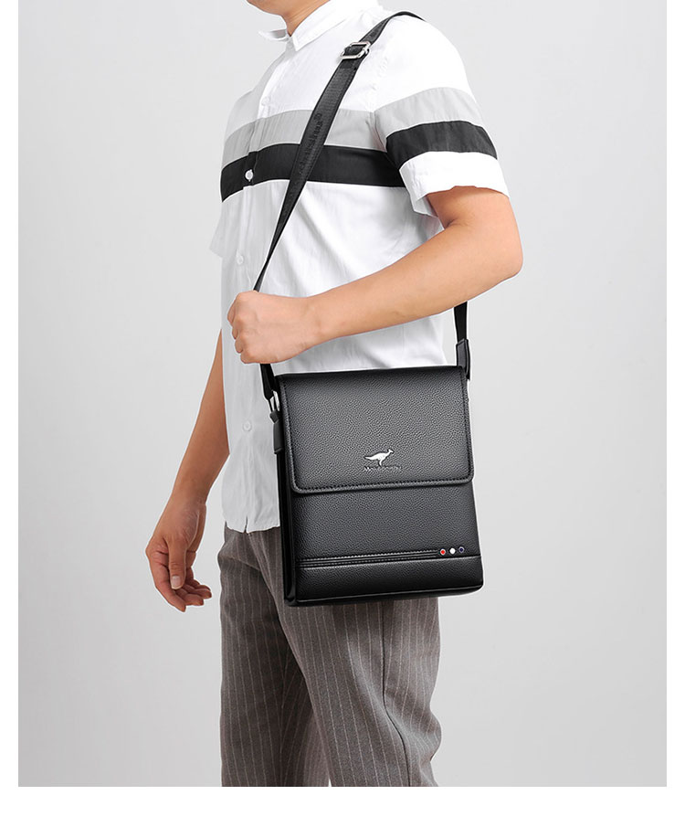 Whatna ワンショルダーバッグ メンズかばん 斜めがけボディ胸バッグ 肩掛けバッグメッセンジャーバッグ ビジネスシンプル カジュアル ワンショルダーボディバッグ 3室仕様 厚手 レザー 縦型 横型 B5 A4 ipad9.7収納可-11