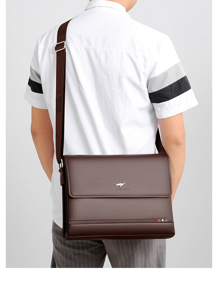 Whatna ワンショルダーバッグ メンズかばん 斜めがけボディ胸バッグ 肩掛けバッグメッセンジャーバッグ ビジネスシンプル カジュアル ワンショルダーボディバッグ 3室仕様 厚手 レザー 縦型 横型 B5 A4 ipad9.7収納可-12