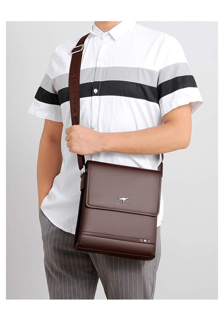 Whatna ワンショルダーバッグ メンズかばん 斜めがけボディ胸バッグ 肩掛けバッグメッセンジャーバッグ ビジネスシンプル カジュアル ワンショルダーボディバッグ 3室仕様 厚手 レザー 縦型 横型 B5 A4 ipad9.7収納可-10