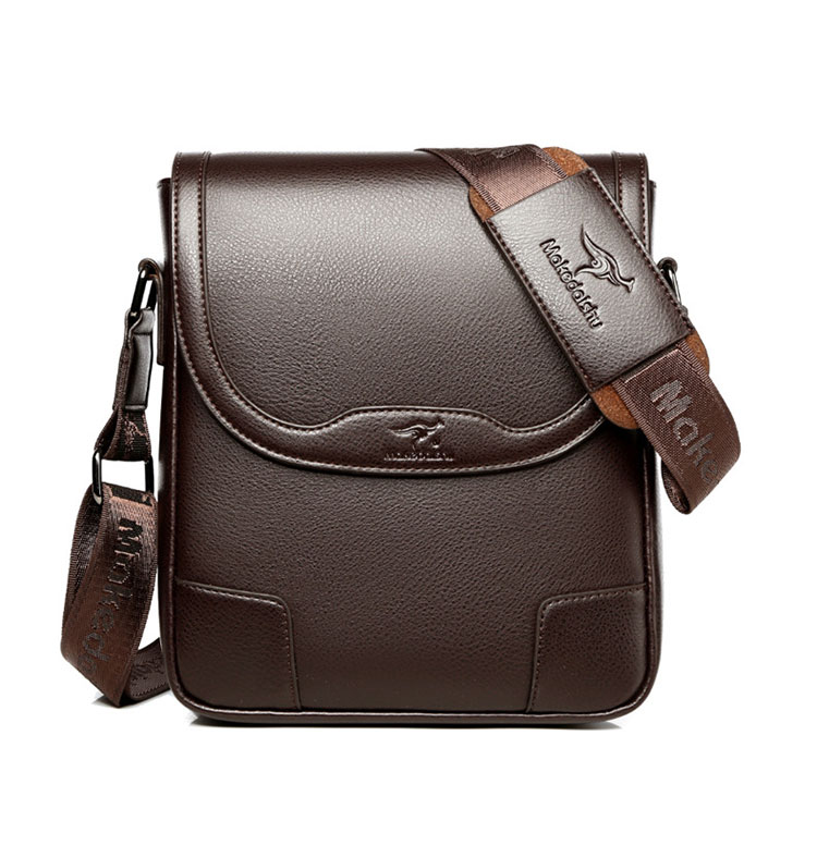 Whatna ワンショルダーバッグ メンズかばん 斜めがけボディ胸バッグ 肩掛けバッグメッセンジャーバッグ ビジネスシンプル カジュアル ワンショルダーボディバッグ  厚手 レザー 縦型 ipad9.7収納可-1