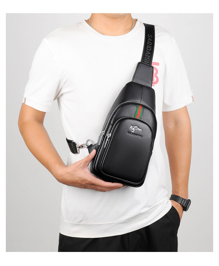 Whatna ワンショルダーメンズ ボディバッグ 斜め掛けバッグ肩掛け 胸バッグ メッセンジャーバッグ 大容量 牛 革 厚手レザー 本 革 イヤホン穴付 左右に付け替え可軽量 男女兼用-9