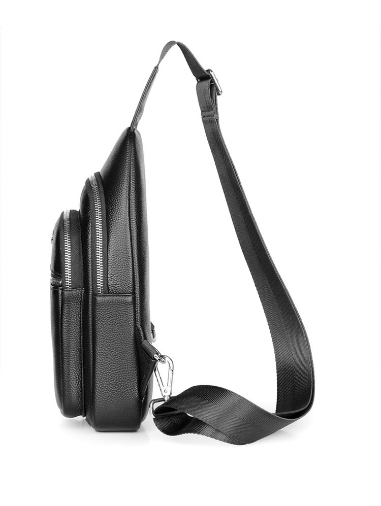 Whatna  ワンショルダーメンズ ボディバッグ 斜め掛けバッグ肩掛け 胸バッグ メッセンジャーバッグ 大容量 牛 革 厚手レザー 本 革  左右に付け替え可軽量  男女兼用-2