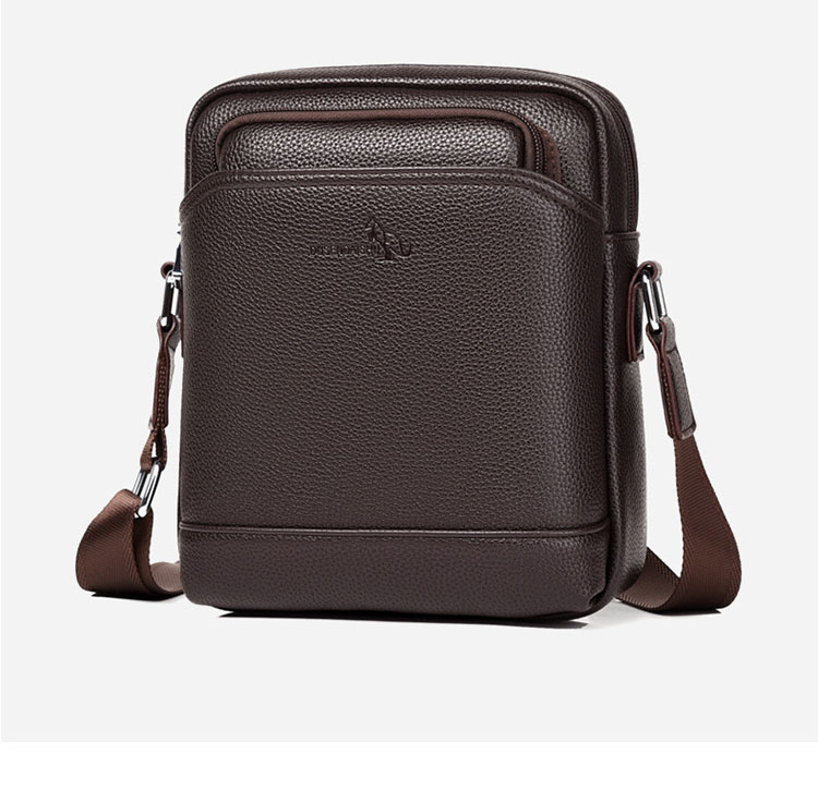 Whatna ワンショルダーバッグ メンズかばん 斜めがけボディ胸バッグ 肩掛けバッグメッセンジャーバッグ ビジネスシンプル カジュアル ワンショルダーボディバッグ 厚手 レザー 縦型 ipad9.7収納可-2