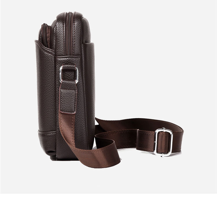 Whatna ワンショルダーバッグ メンズかばん 斜めがけボディ胸バッグ 肩掛けバッグメッセンジャーバッグ ビジネスシンプル カジュアル ワンショルダーボディバッグ 厚手 レザー 縦型 ipad9.7収納可-3