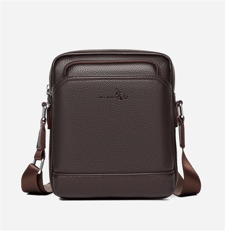 Whatna ワンショルダーバッグ メンズかばん 斜めがけボディ胸バッグ 肩掛けバッグメッセンジャーバッグ ビジネスシンプル カジュアル ワンショルダーボディバッグ 厚手 レザー 縦型 ipad9.7収納可-1