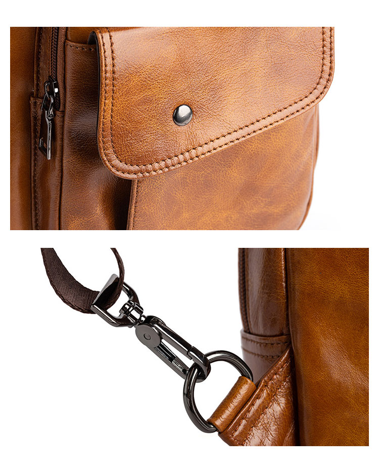 Whatna アンティーク風合い鞣し天 然 牛 革 ワンショルダーメンズ 3way 斜めがけ 肩掛け ボディバッグ 胸バッグ リュックバック 手持ちバック 手提げバック イヤホン穴付き 本革 厚手 レザー ダブルファスナー 左右付け替え可能 WX8686-7