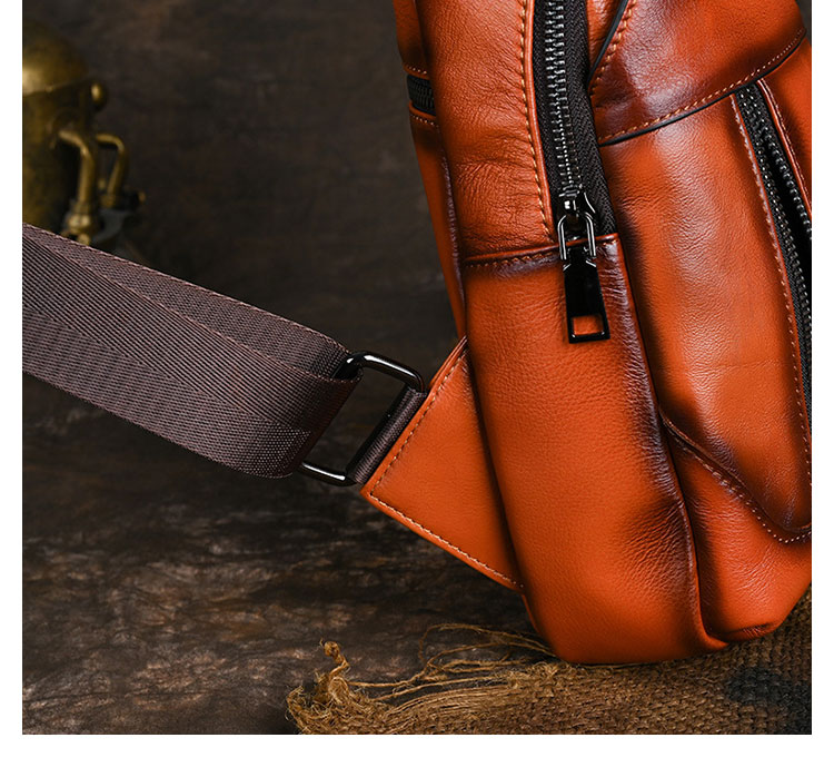 Whatna アンティーク風合い鞣し天 然 牛 革 ワンショルダーメンズ 3way 斜めがけ 肩掛け ボディバッグ 胸バッグ 本革 厚手 レザーSFA012-11