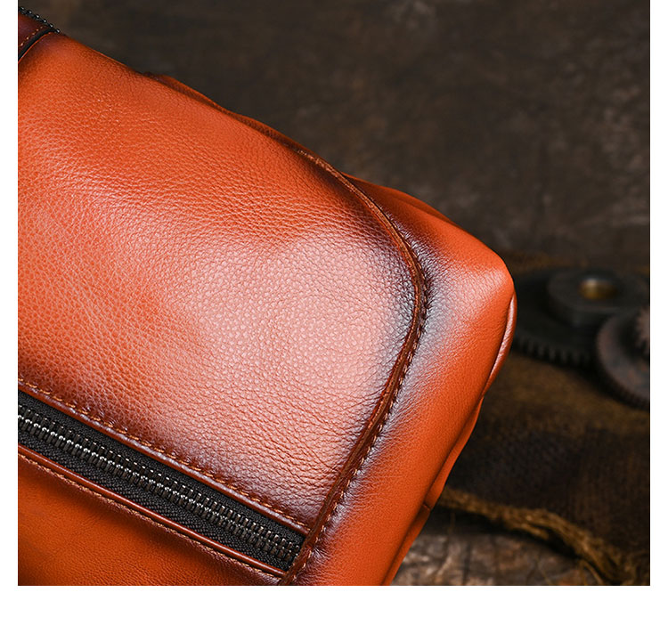 Whatna アンティーク風合い鞣し天 然 牛 革 ワンショルダーメンズ 3way 斜めがけ 肩掛け ボディバッグ 胸バッグ 本革 厚手 レザーSFA012-12