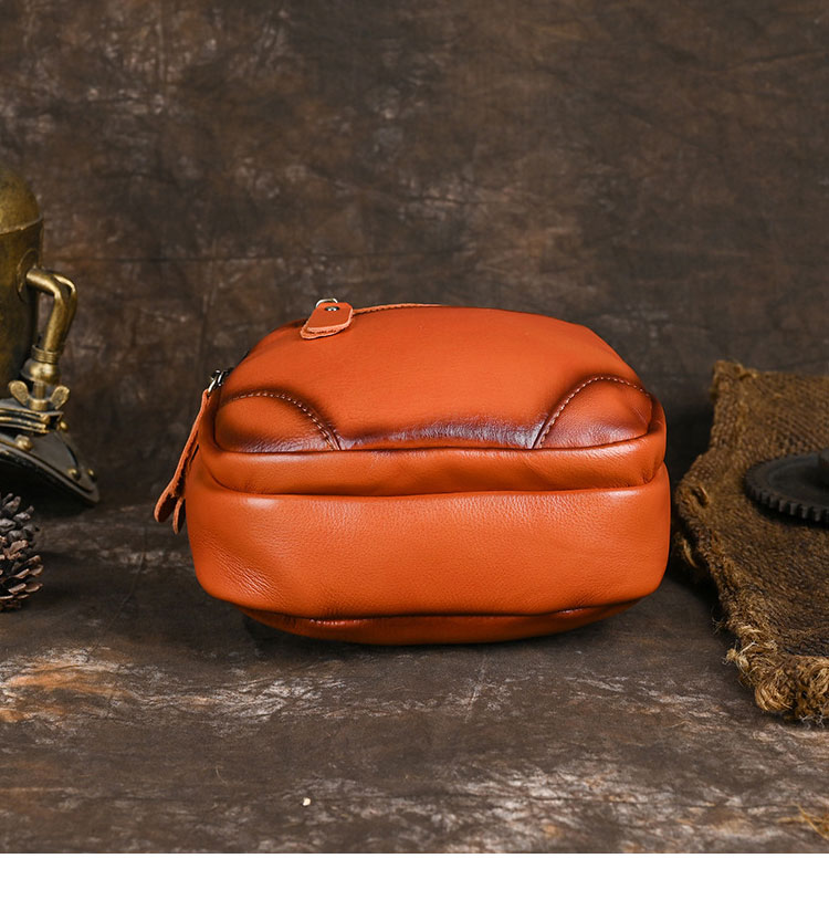 Whatna アンティーク風合い鞣し天 然 牛 革 ワンショルダーメンズ 3way 斜めがけ 肩掛け ボディバッグ 胸バッグ 本革 厚手 レザーSFA090-5