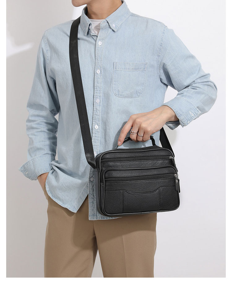 Whatna 牛 革 ワンショルダーバッグ メンズ 3way斜め掛け胸バッグ 手提げバッグ セカンドバッグ 手持げバッグ 厚 手 レザー Ipad 9.7収納可カジュアル フォーマル ビジネス 通学 通勤 結婚式 肩掛けバッグ 自転車かばん プレゼント男性-9