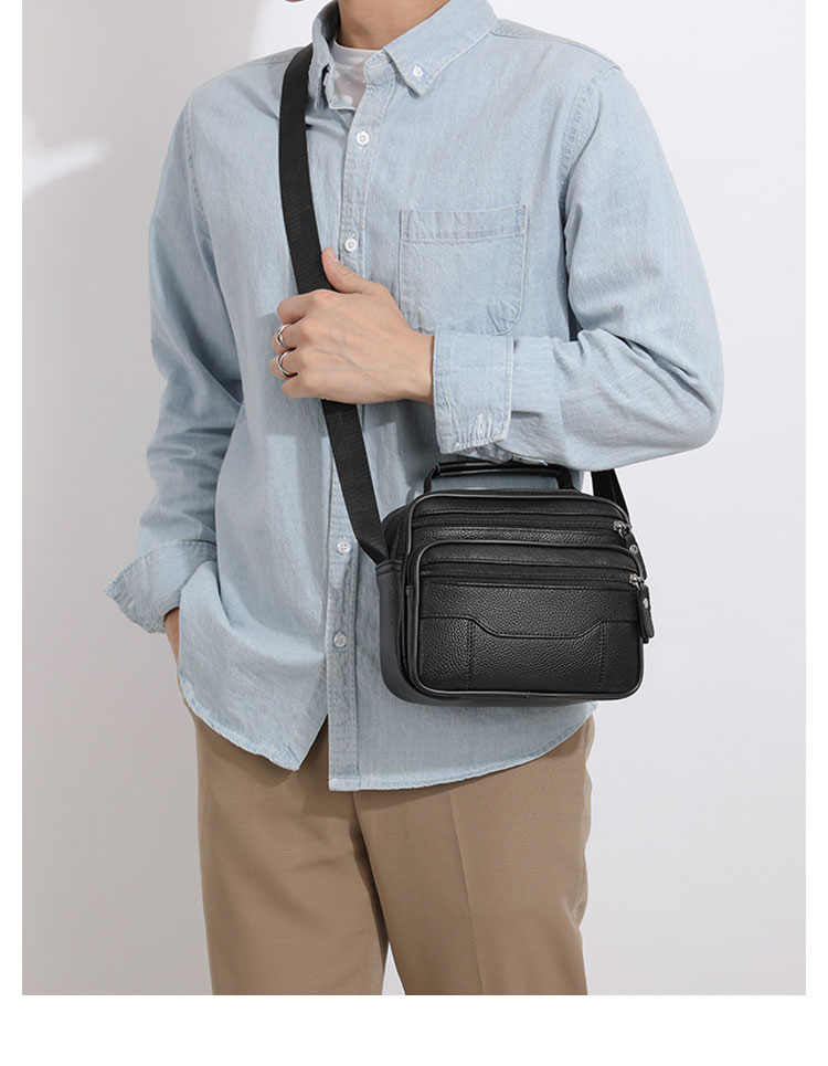 Whatna 牛 革 ワンショルダーバッグ メンズ 3way斜め掛け胸バッグ 手提げバッグ セカンドバッグ 手持げバッグ 厚 手 レザー Ipad 9.7収納可カジュアル フォーマル ビジネス 通学 通勤 結婚式 肩掛けバッグ 自転車かばん プレゼント男性-11