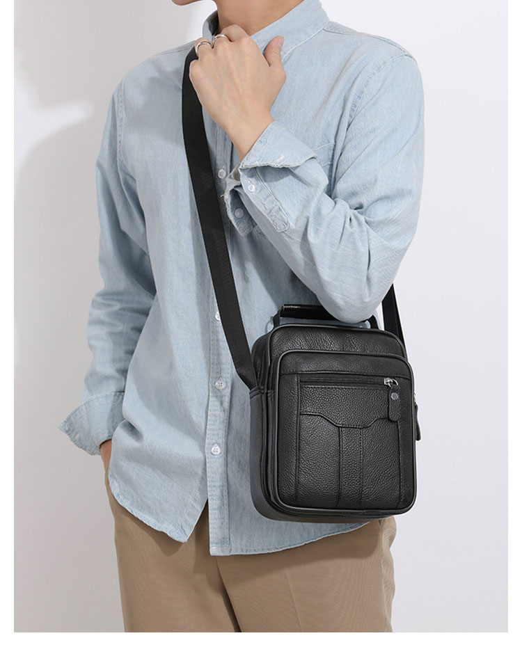 Whatna 牛 革 ワンショルダーバッグ メンズ 3way斜め掛け胸バッグ 手提げバッグ セカンドバッグ 手持げバッグ 厚 手 レザー Ipad 9.7収納可カジュアル フォーマル ビジネス 通学 通勤 結婚式 肩掛けバッグ 自転車かばん プレゼント男性-10