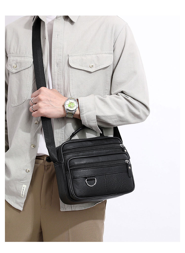 Whatna 牛 革 ワンショルダーバッグ メンズ 3way斜め掛け胸バッグ 手提げバッグ セカンドバッグ 手持げバッグ 厚 手 レザー Ipad 9.7収納可カジュアル フォーマル ビジネス 通学 通勤 結婚式 肩掛けバッグ 自転車かばん プレゼント男性-8