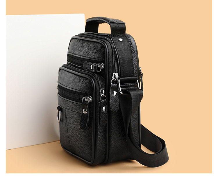 Whatna 牛 革 ワンショルダーバッグ メンズ 3way斜め掛け胸バッグ 手提げバッグ セカンドバッグ 手持げバッグ 厚 手 レザー Ipad 9.7収納可カジュアル フォーマル ビジネス 通学 通勤 結婚式 肩掛けバッグ 自転車かばん プレゼント男性-3