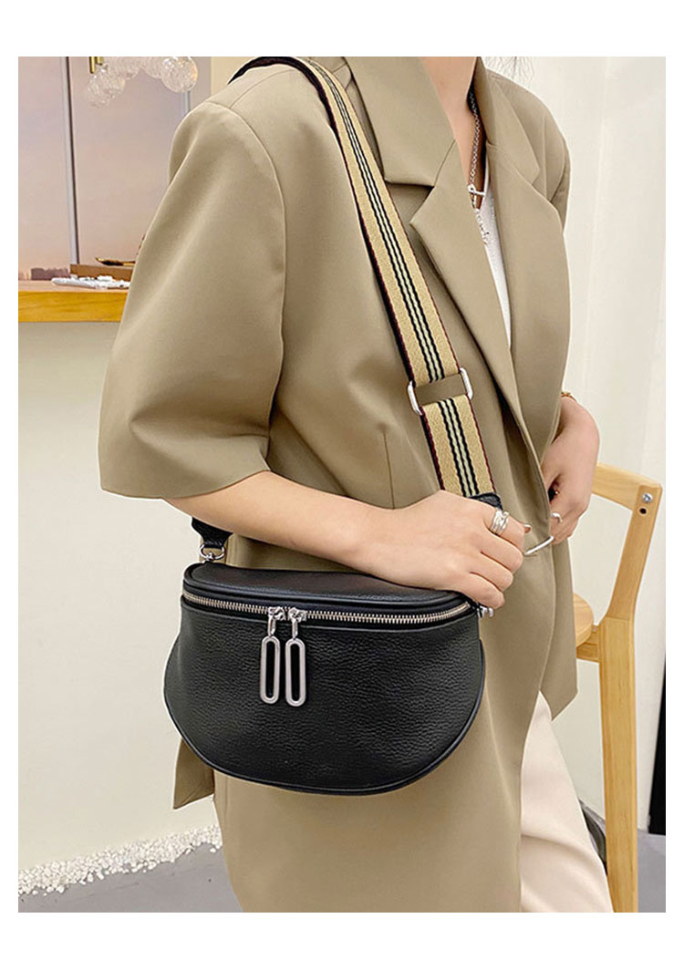 Whatna 牛 革 ミニ ショルダーバッグ レディース 斜めがけボディ胸バッグ 小さめ 本 革 厚手 レザー 軽量 ダブルファスナー ショルダー 肩掛け ミニバッグ 女性 通勤 旅行 バッグ  スマホポーチ-5