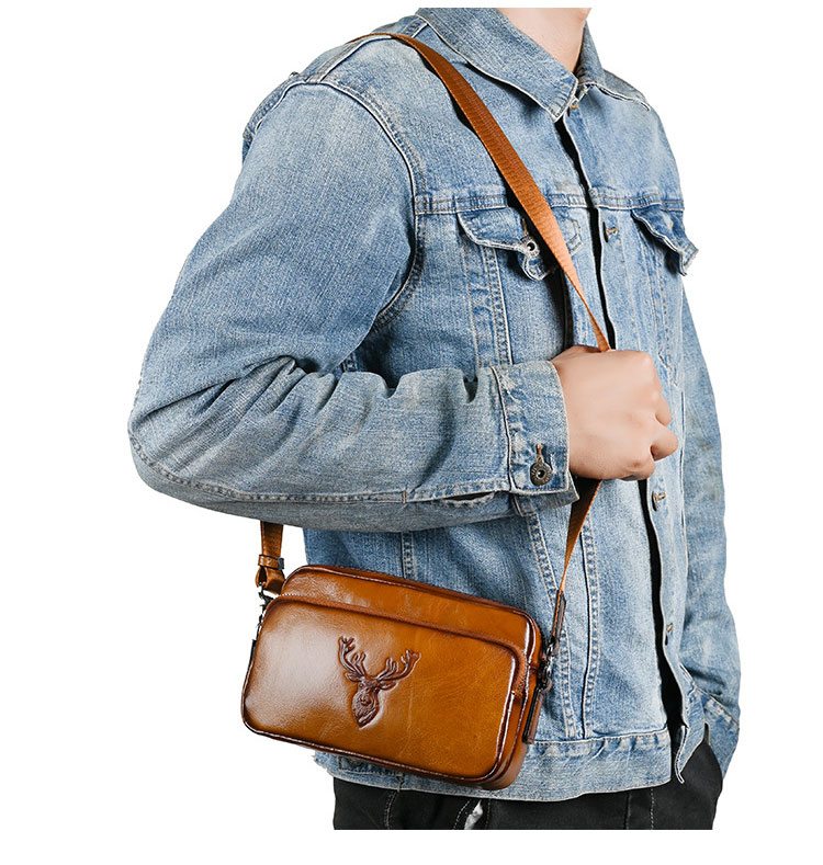 Whatna アンティーク風合い鞣し天 然 牛革ショルダーバッグ メンズ 斜め掛け ボディバッグ 胸バッグ 本 革 小さめビジネスバッグ ipad Mini収納可 肩掛け 通勤 通学 斜めがけバッグ 小さめメッセンジャーバッグ 防水 バッグ 自転車 かばん男性用-8