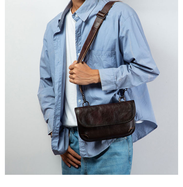 Whatna アンティーク風合い鞣し天 然 牛革ショルダーバッグ メンズ 斜め掛け ボディバッグ 胸バッグ 本 革 小さめビジネスバッグ ipad Mini収納可 肩掛け 通勤 通学 斜めがけバッグ 小さめメッセンジャーバッグ 防水 バッグ 自転車 かばん男性用-8