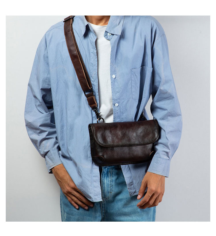 Whatna アンティーク風合い鞣し天 然 牛革ショルダーバッグ メンズ 斜め掛け ボディバッグ 胸バッグ 本 革 小さめビジネスバッグ ipad Mini収納可 肩掛け 通勤 通学 斜めがけバッグ 小さめメッセンジャーバッグ 防水 バッグ 自転車 かばん男性用-7