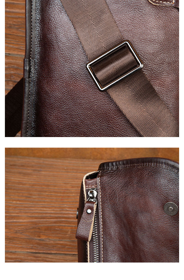 Whatna アンティーク風合い鞣し天 然 牛革ショルダーバッグ メンズ 斜め掛け ボディバッグ 胸バッグ 本 革 小さめビジネスバッグ ipad Mini収納可 肩掛け 通勤 通学 斜めがけバッグ 小さめメッセンジャーバッグ 防水 バッグ 自転車 かばん男性用-6