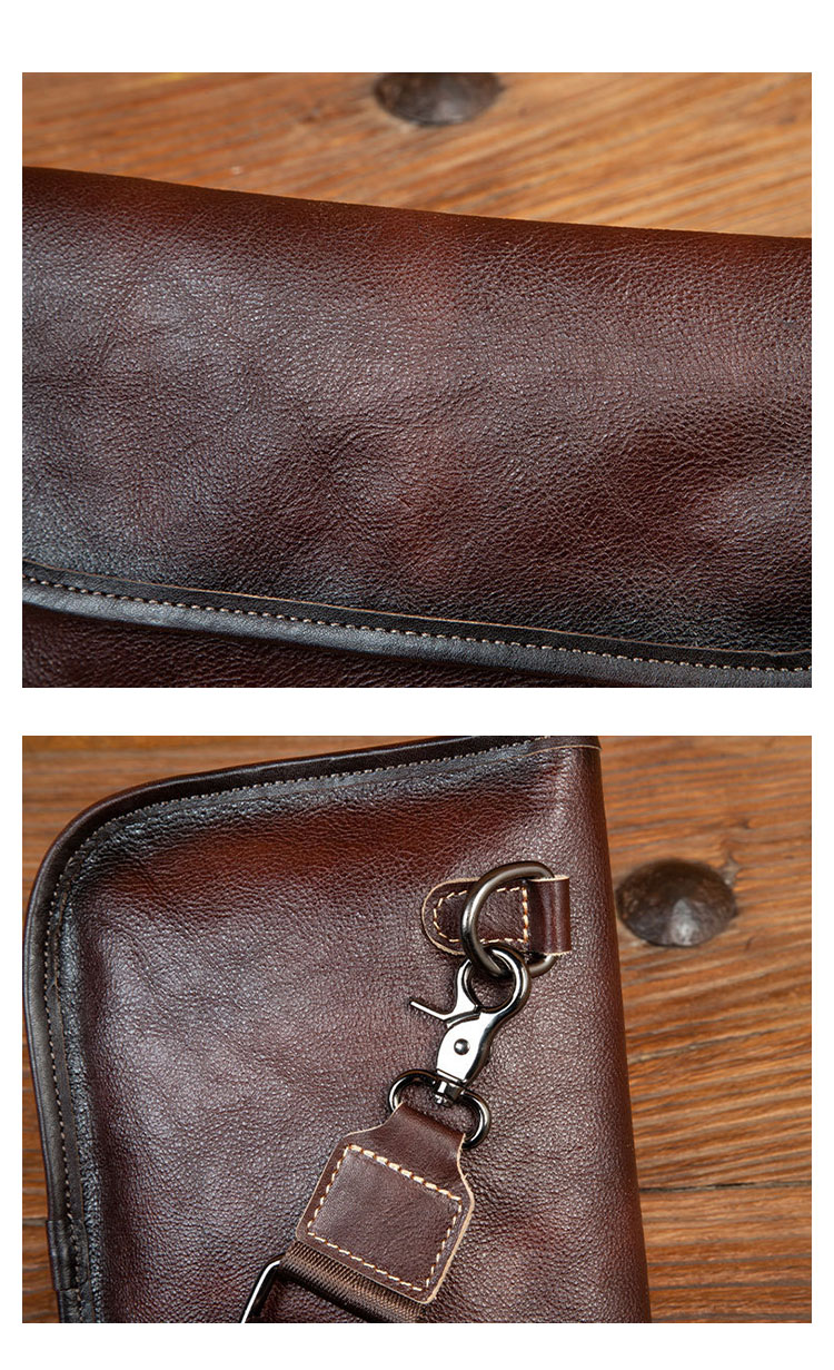 Whatna アンティーク風合い鞣し天 然 牛革ショルダーバッグ メンズ 斜め掛け ボディバッグ 胸バッグ 本 革 小さめビジネスバッグ ipad Mini収納可 肩掛け 通勤 通学 斜めがけバッグ 小さめメッセンジャーバッグ 防水 バッグ 自転車 かばん男性用-5