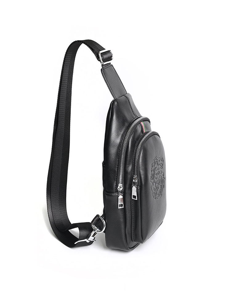 Whatna ワンショルダーメンズ ボディバッグ 斜め掛けバッグ肩掛け 胸バッグ メッセンジャーバッグ PUレザー 大容量 イヤホン穴付左右に付け替え可 軽量 男女兼用-2