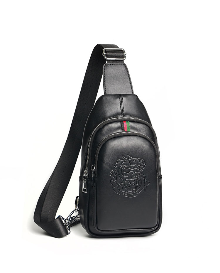 Whatna ワンショルダーメンズ ボディバッグ 斜め掛けバッグ肩掛け 胸バッグ メッセンジャーバッグ PUレザー 大容量 イヤホン穴付左右に付け替え可 軽量 男女兼用-1